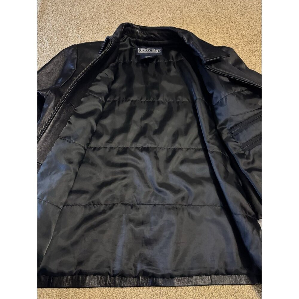 LANDS END Womens Lambskin Leather Jacket Sz XL Zip Up Biker Grunge Dark Academia - Picture 6 of 14